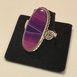 🎉 Handcrafted Purple Gemstone SS Ring